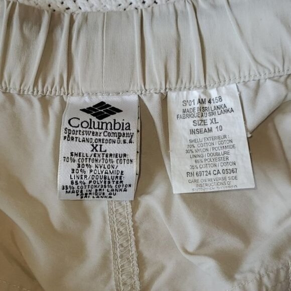 Columbia Cinched Waist & Hem Zippered Pockets Hiking Fishing Beige Sz. XL Shorts - Picture 4 of 12